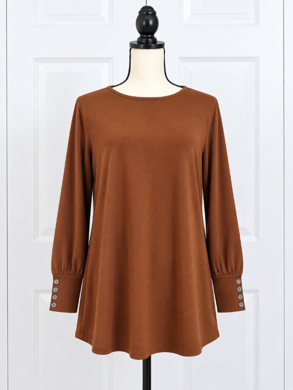 Denim & Co. Essentials Jersey Swing Tunic Caramel Brown – Size M/L NWOT
